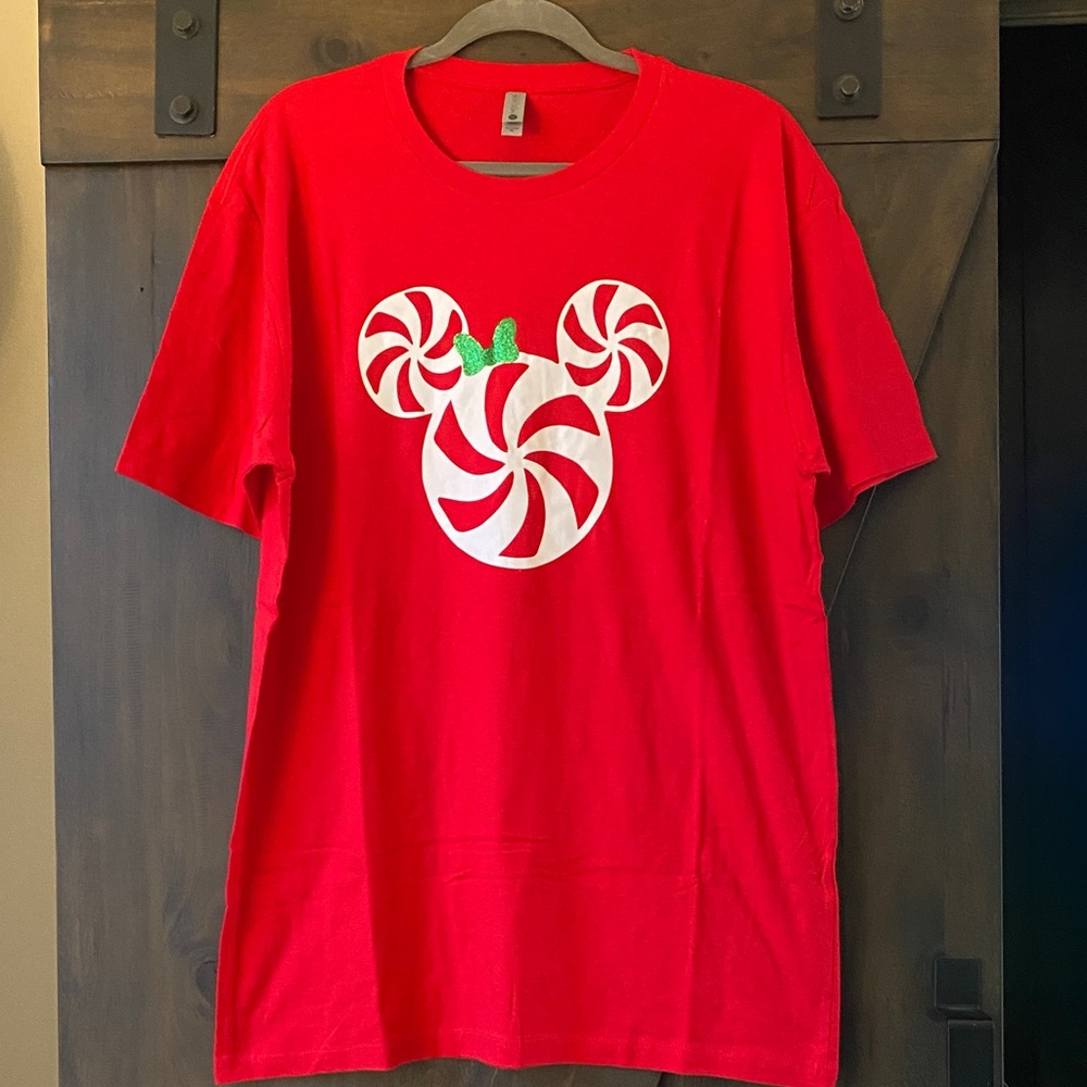 Next Level Apparel Red Kids Tee with Peppermint Mouse Design